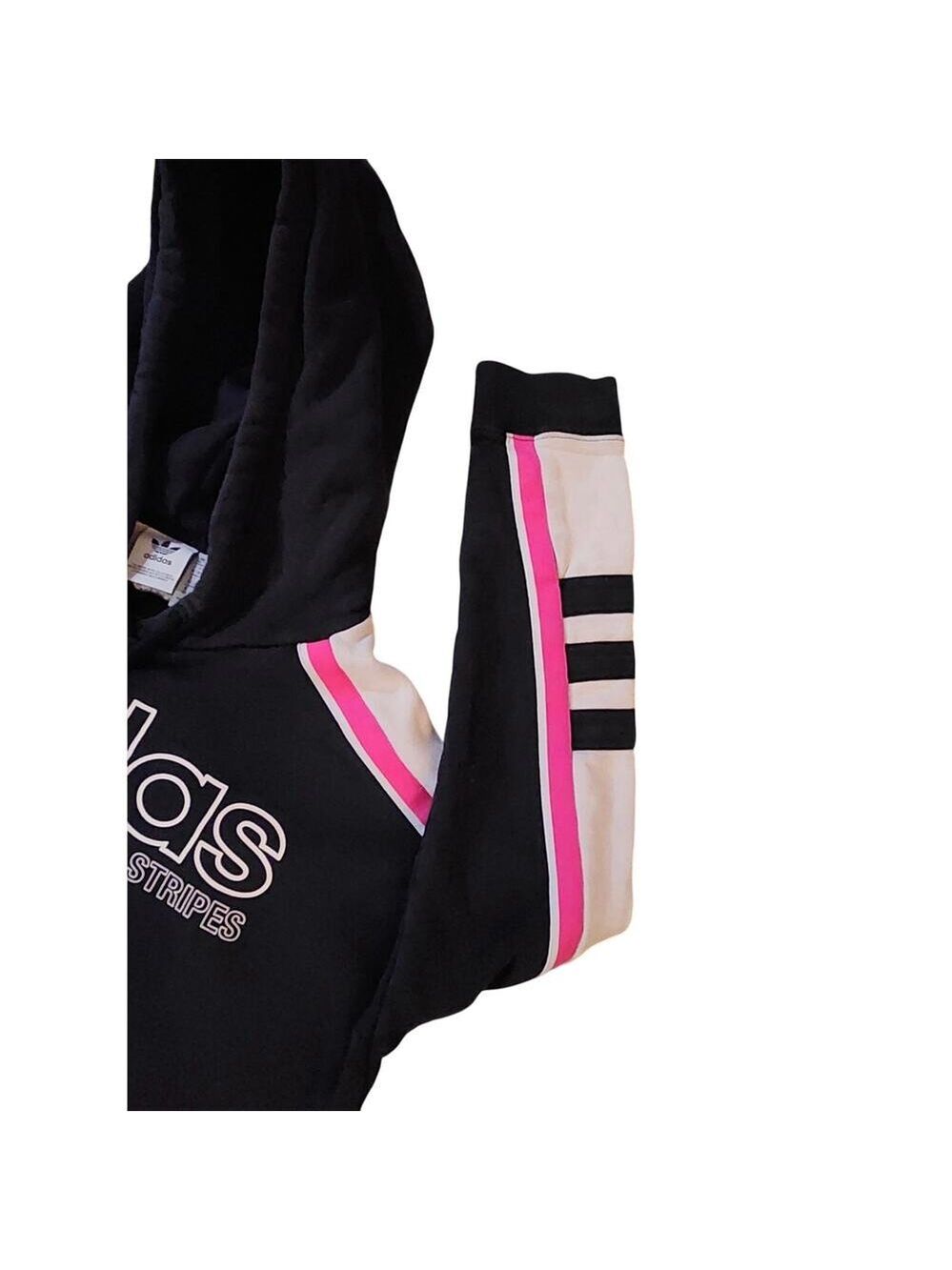 Rare Adidas Y2K Color-Block Cropped Hoodie 💗🖤 Retro Moto size xsmall - Picture 6 of 8
